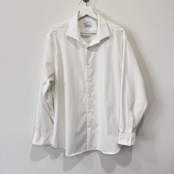 Calvin Klein Extreme Slim Fit White Tailored Button-Up Shirt Size 17.5 - Picture 1 of 17